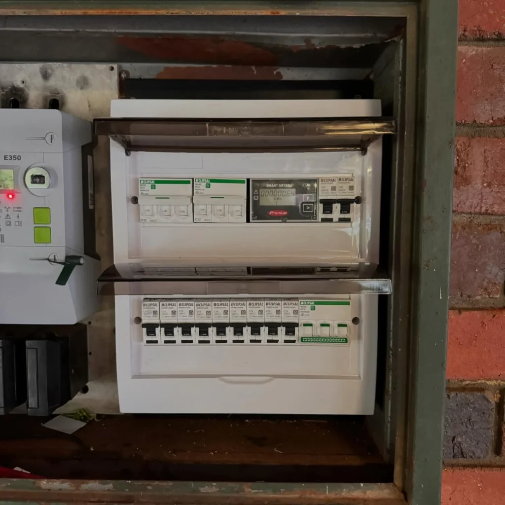 Completed solar panel system on residential roof by Bolton Electrical