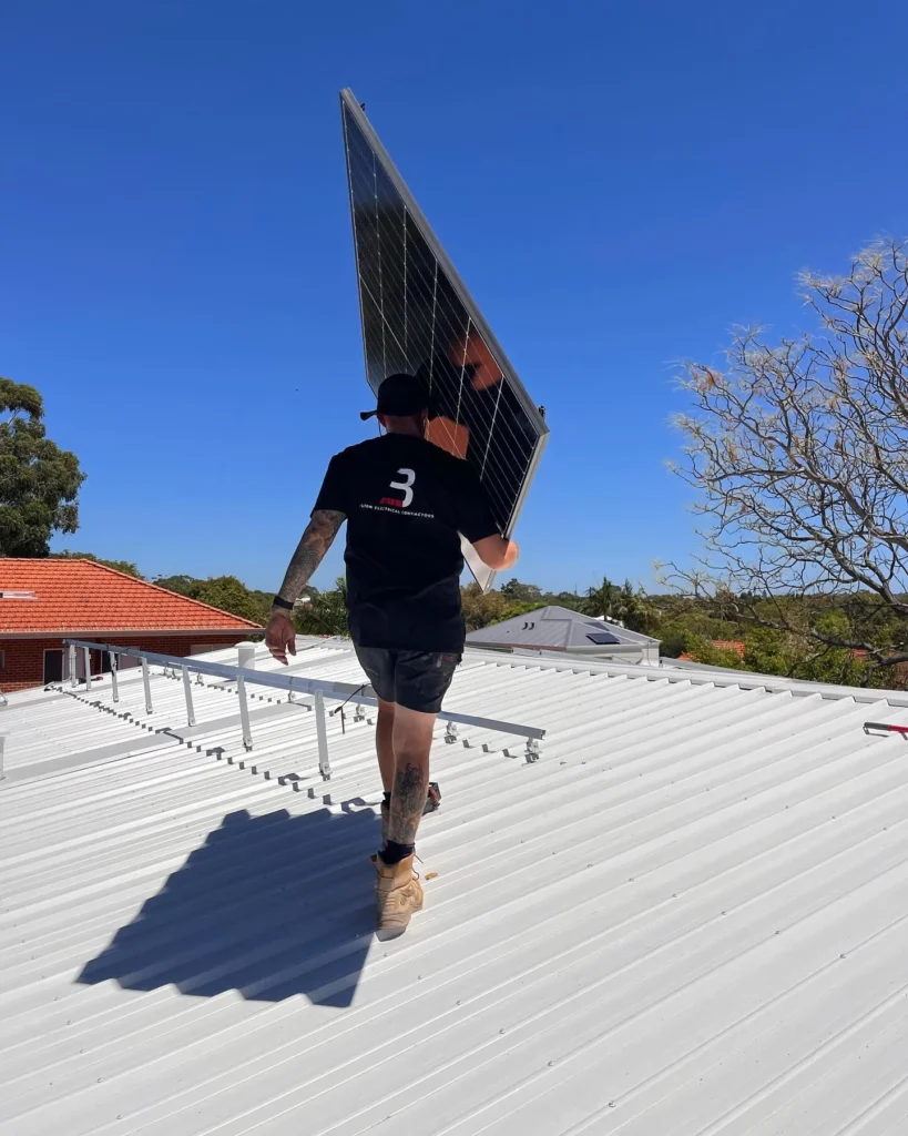 Solar panel installation in progress by Bolton Electrical crew