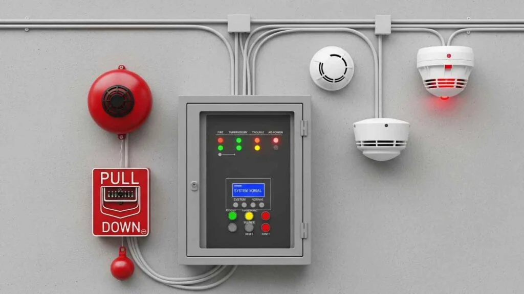 Four main types of commercial fire alarm systems infographic