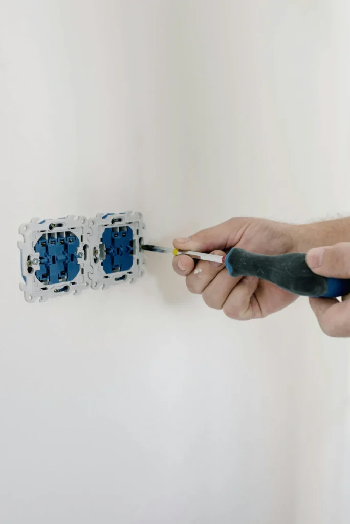 Electrical technician working on residential installation or repair